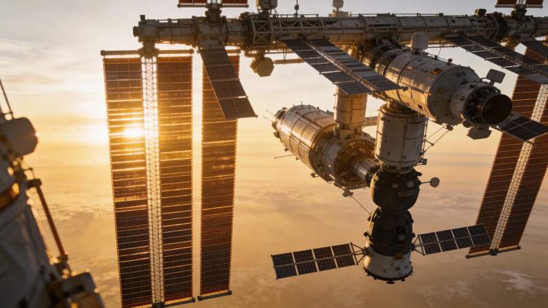 太空站日出景象图片