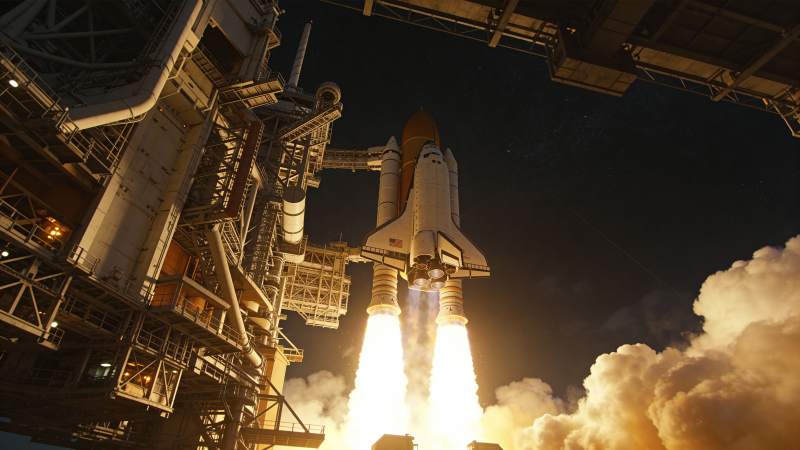 航天飞机升空瞬间图片