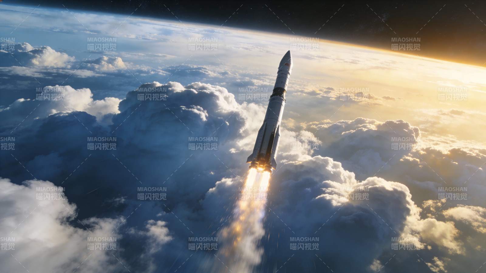 火箭升空穿越云层图片