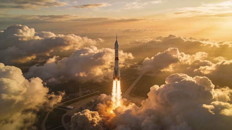 火箭升空破云霄图片