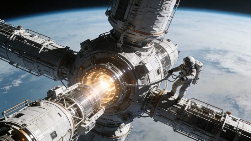 太空站外维修作业图片