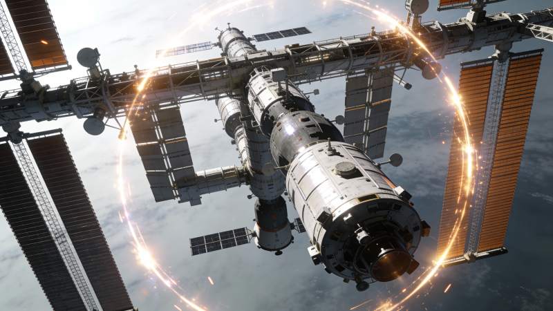 空间站环绕地球图片