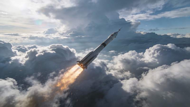 火箭升空穿越云层图片