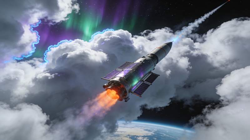 火箭升空穿越云层图片