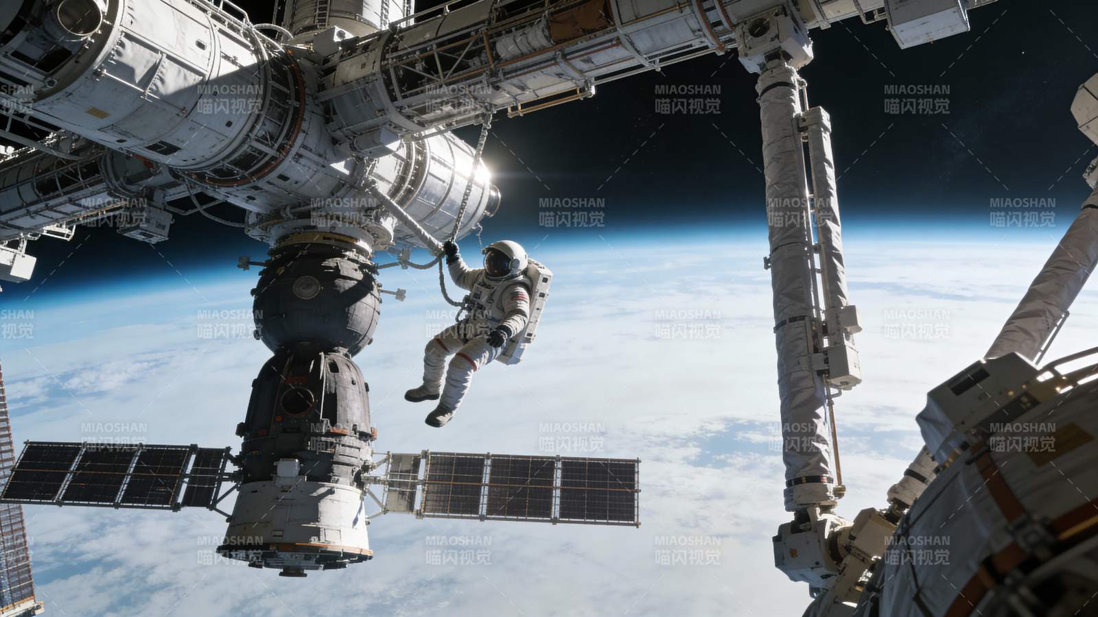 太空行走 壮丽地球背景图片