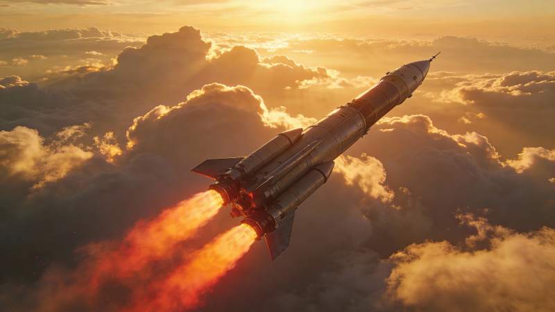 火箭升空 穿越云层图片