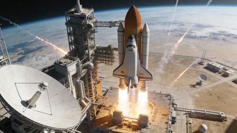 航天飞机发射升空图片