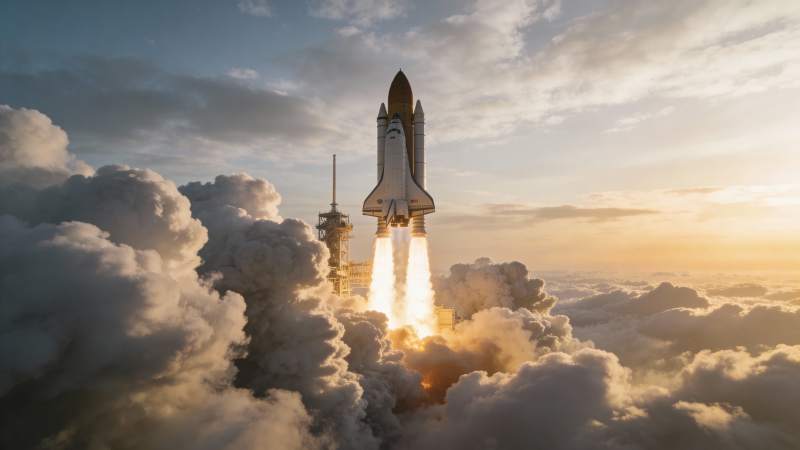 航天飞机升空图片