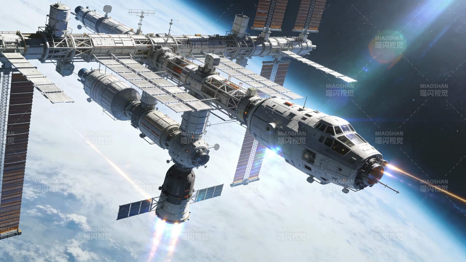 太空站对接瞬间图片