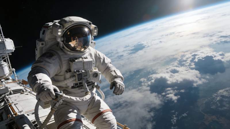 宇航员太空行走图片