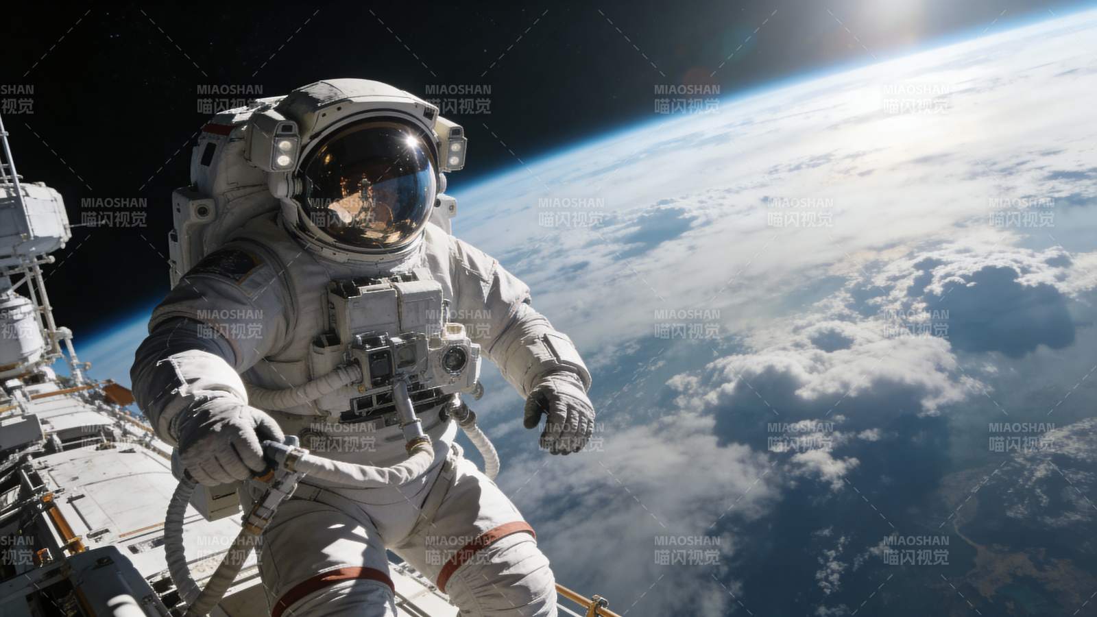 宇航员太空行走图片