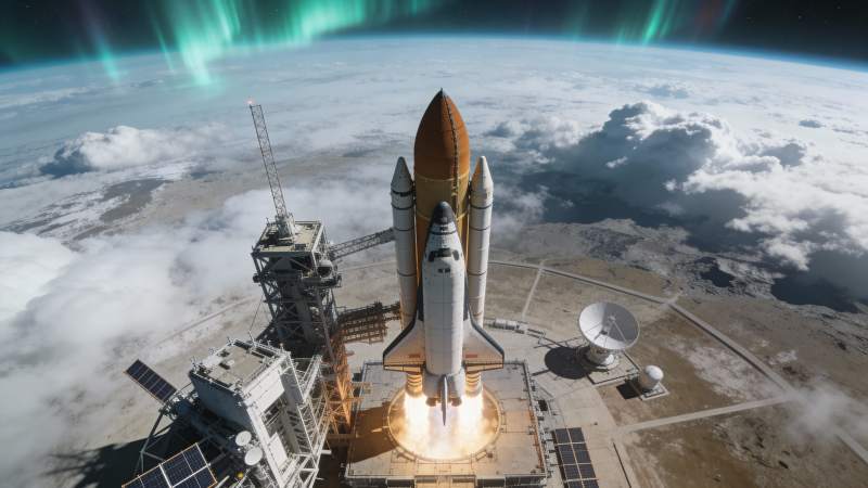 航天飞机发射升空图片