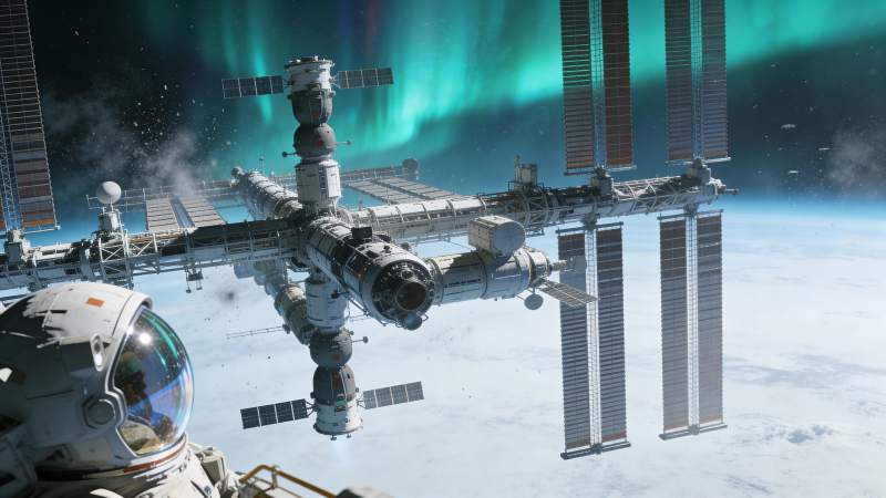 太空站与宇航员图片