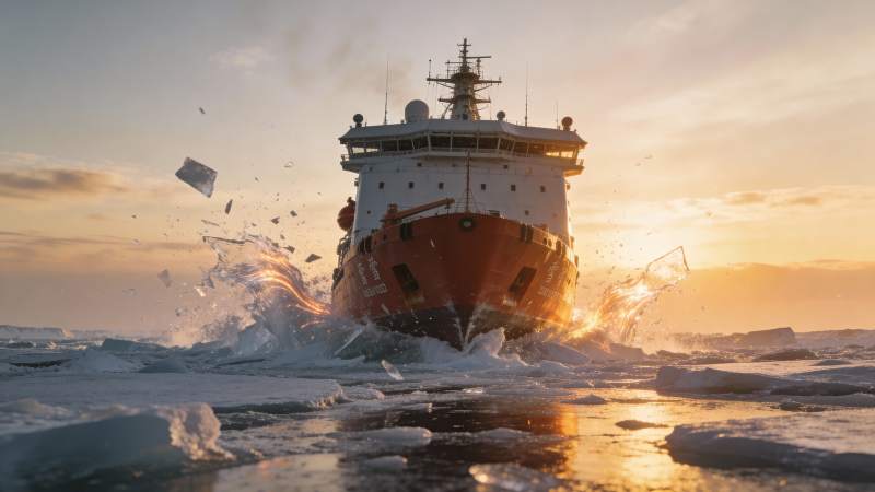 破冰船破冰前行图片