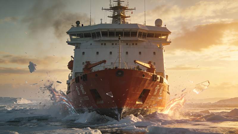 破冰船破冰前行图片