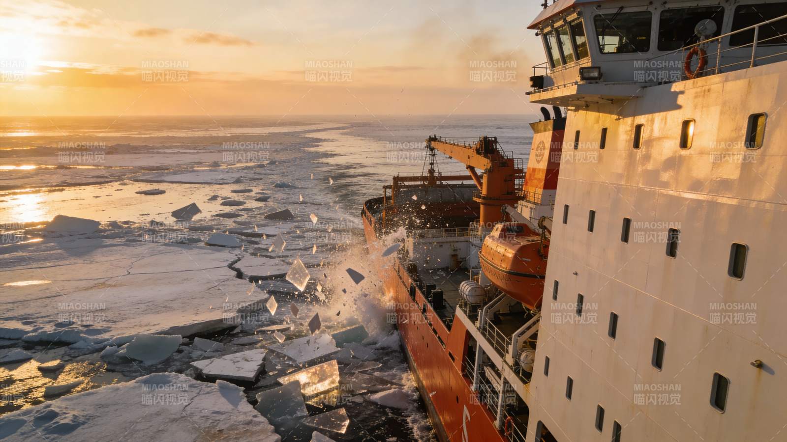 破冰船破冰前行图片