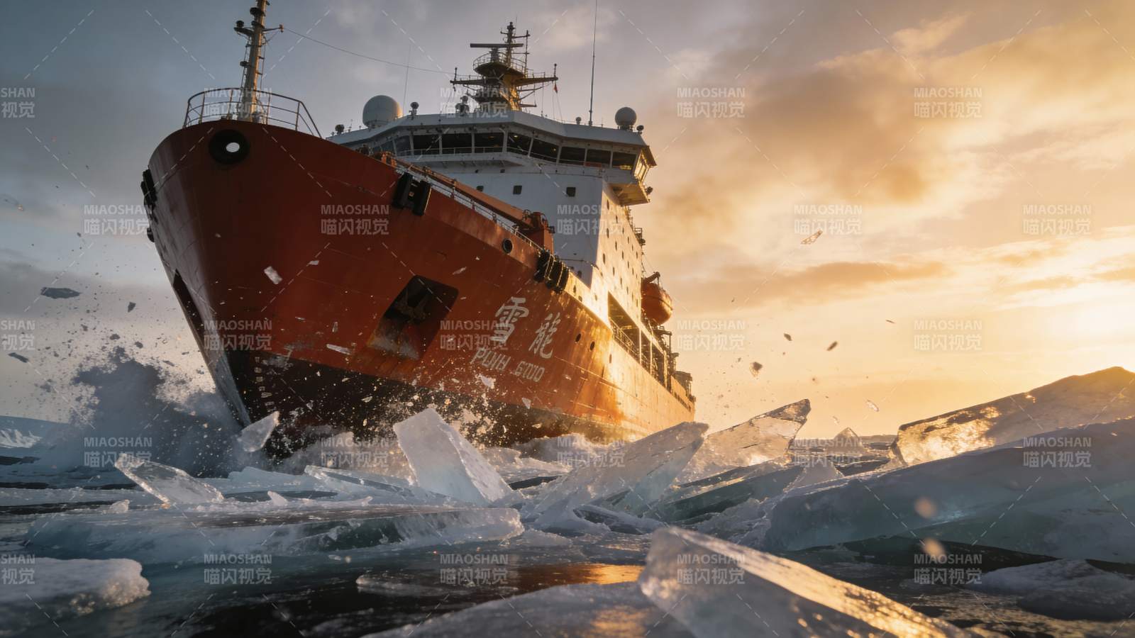 破冰船破冰前行图片