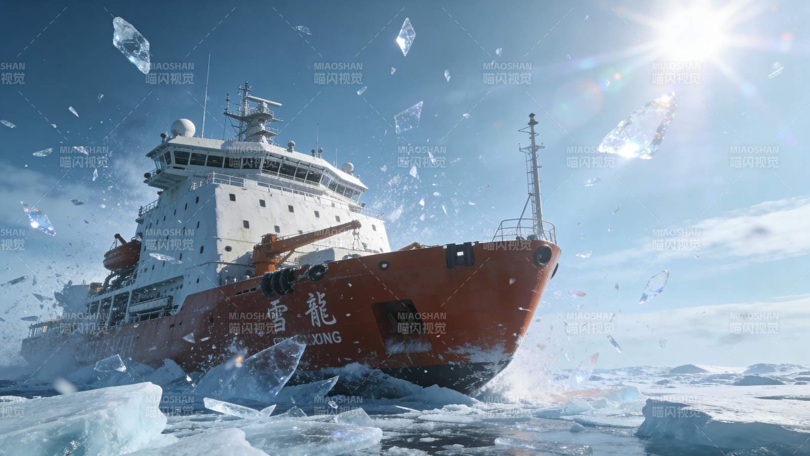 雪龙破冰前行图片