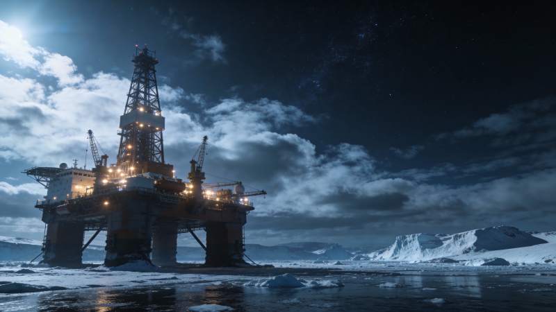 极地钻井平台夜景图片