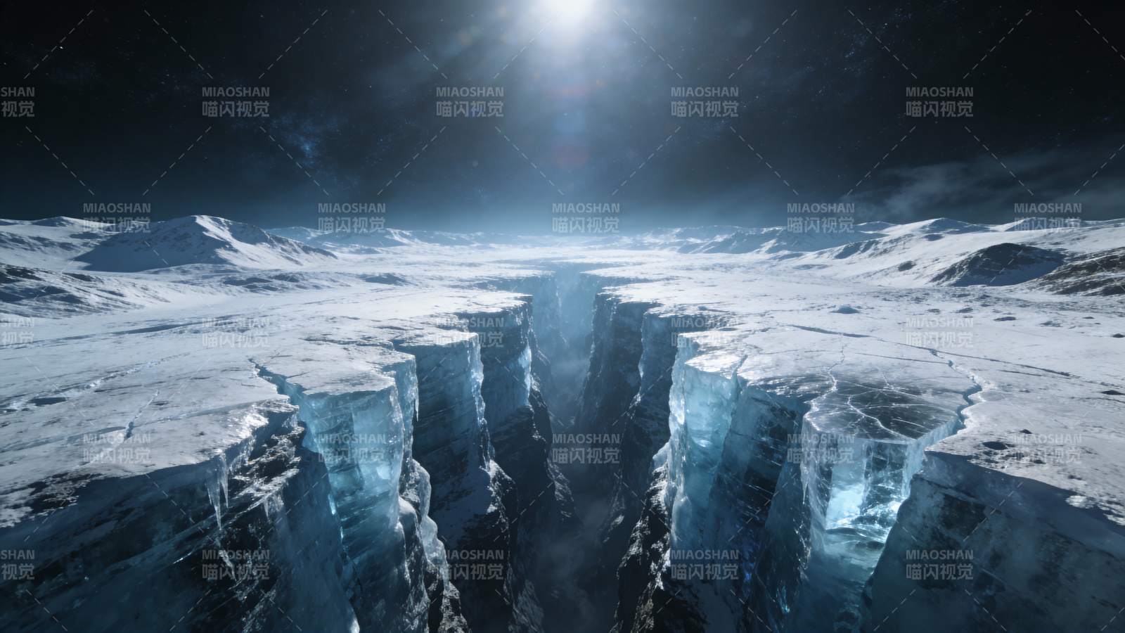 冰川裂谷夜景图片