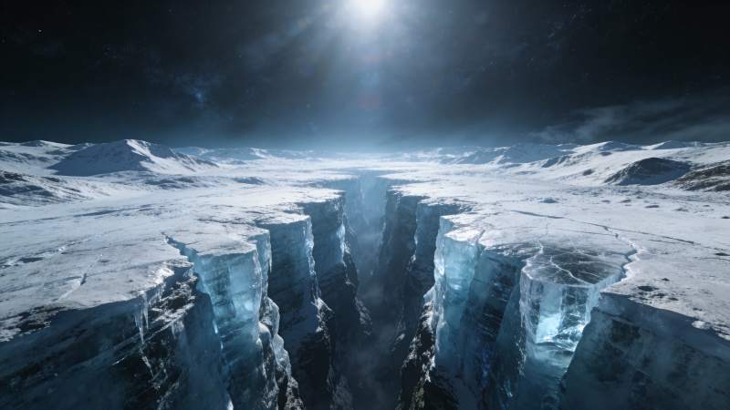 冰川裂谷夜景图片