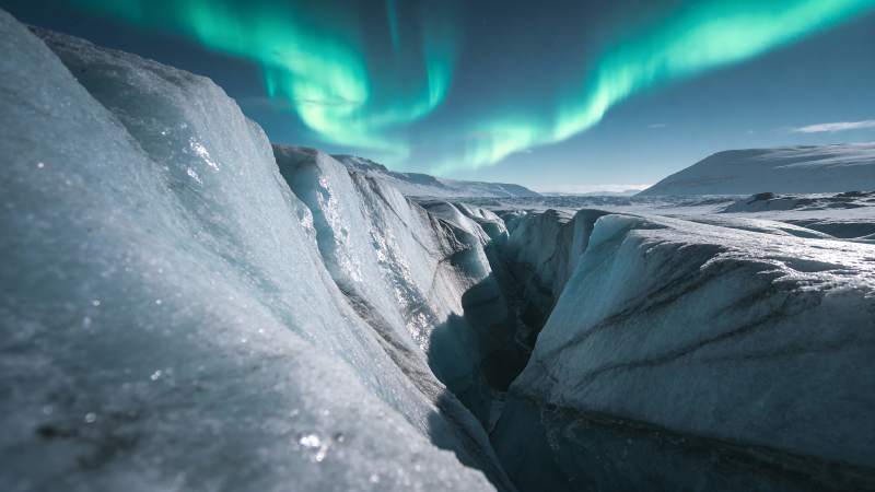 极光冰川奇景图片