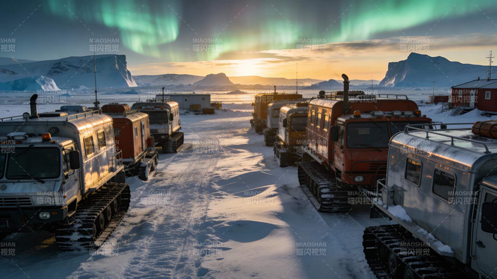 极地雪原上的车辆图片