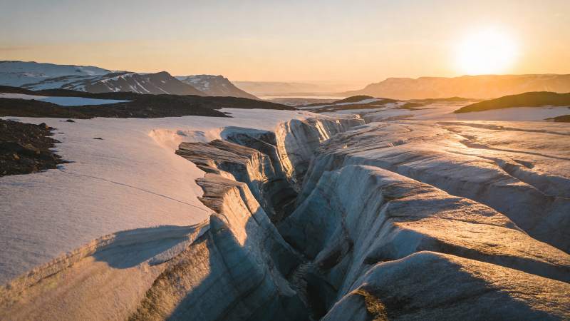 冰川日落美景图片