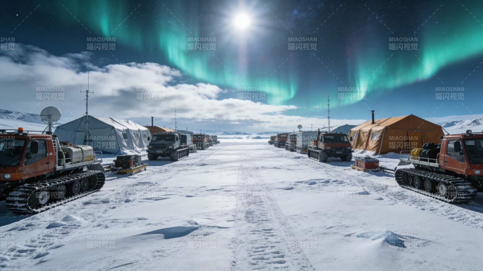 极地营地夜景图片