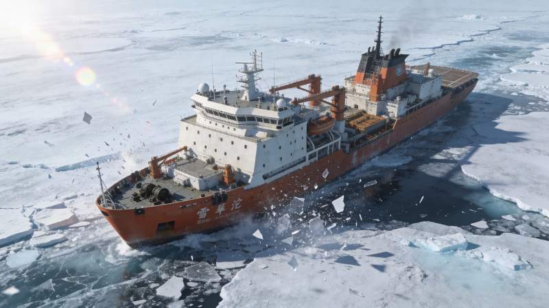 破冰船穿越冰海图片