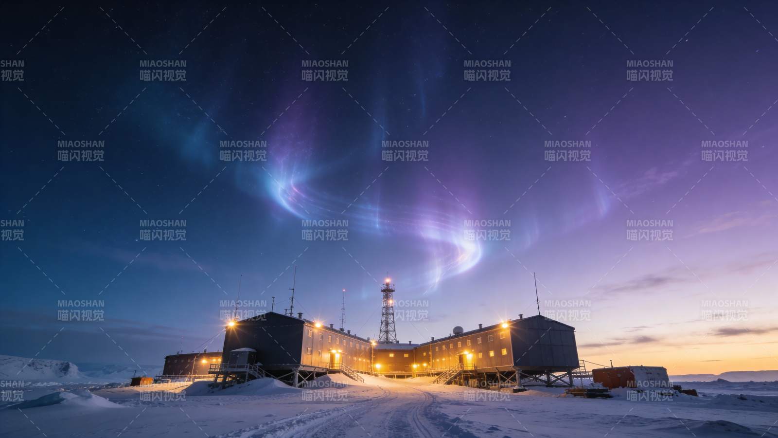 极地夜空极光璀璨图片