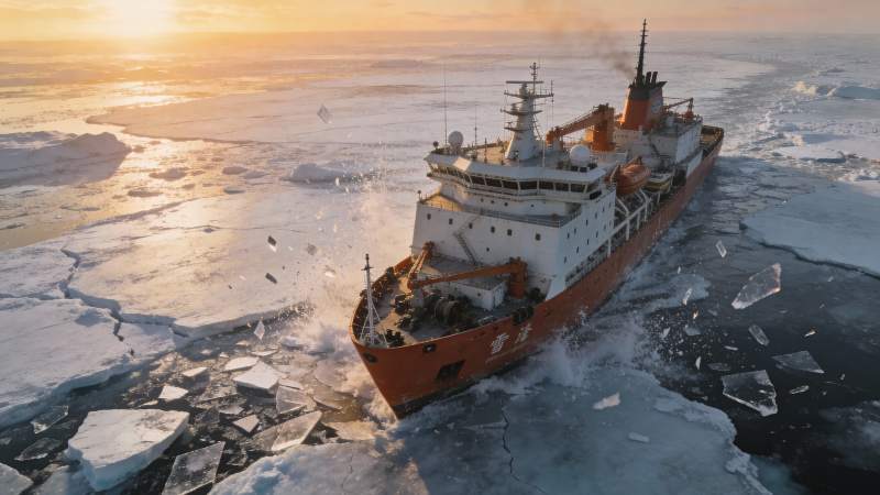 破冰船破冰前行图片