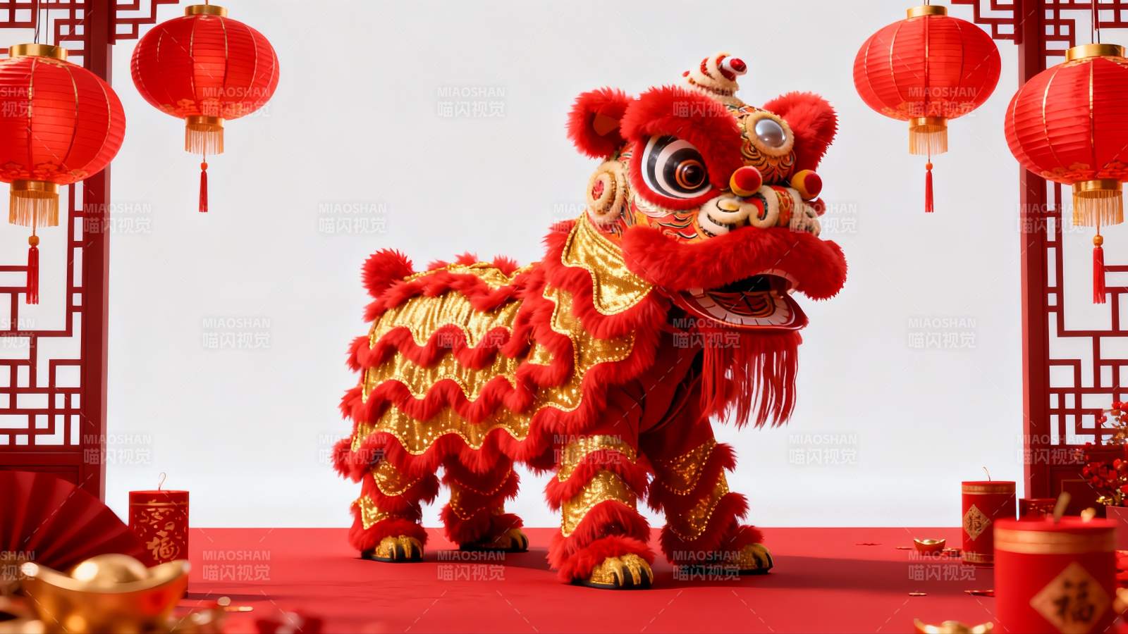 舞狮迎新春图片