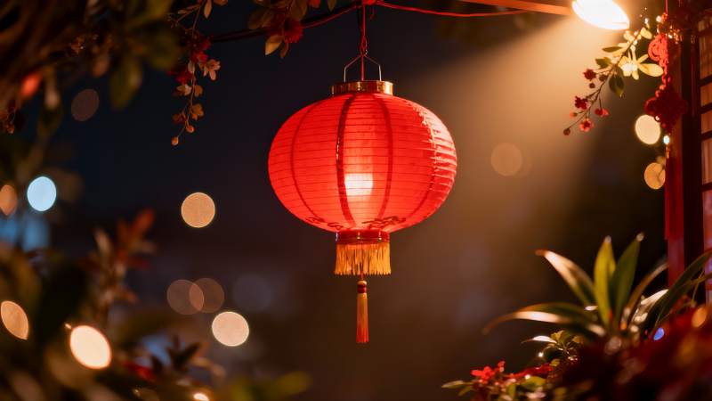 红灯笼夜景图片