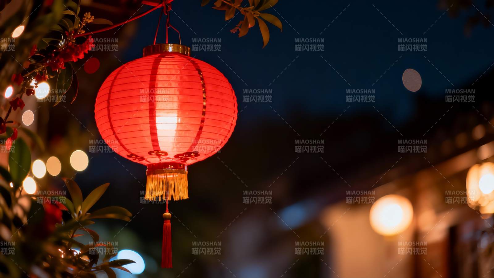 红灯笼夜景图片