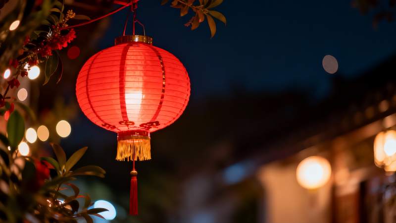 红灯笼夜景图片