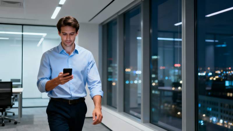 职场夜行 专注手机图片