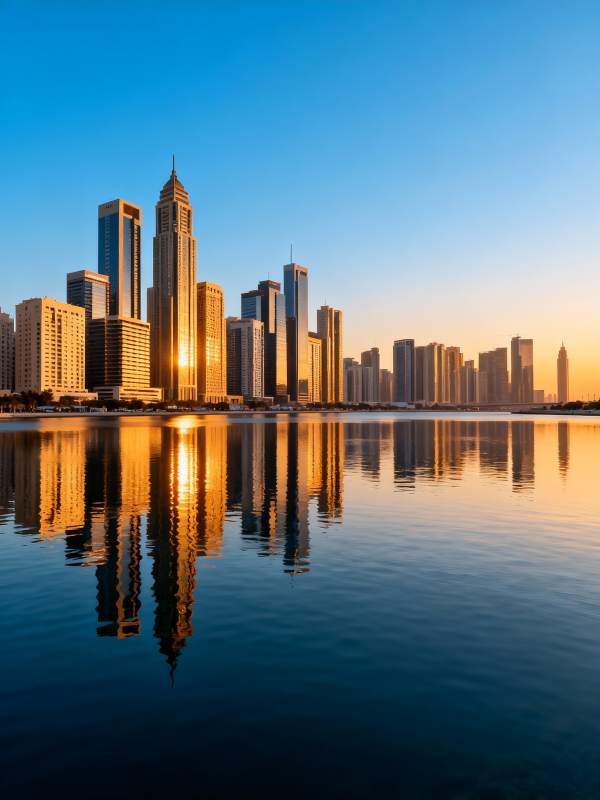 城市倒影 水天一色图片