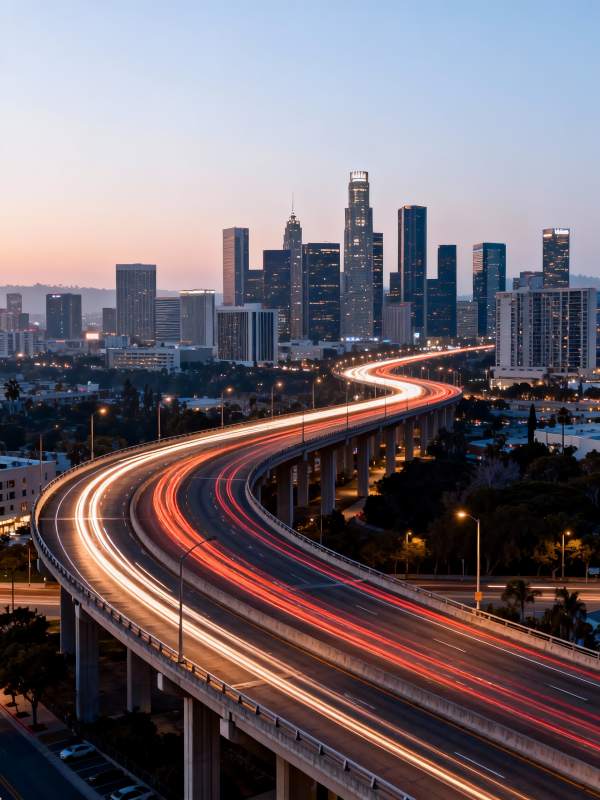 城市夜景车流光影图片