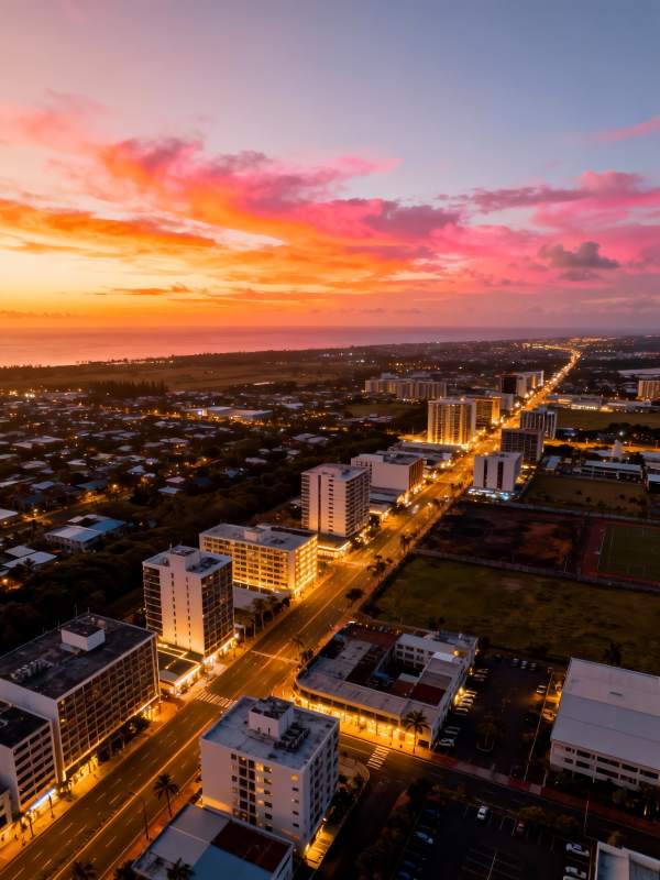 城市黄昏美景图片
