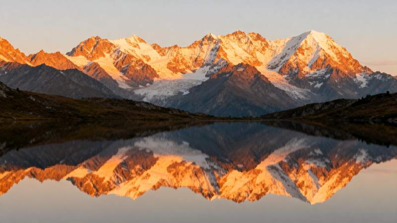 雪山倒影 静谧如画图片
