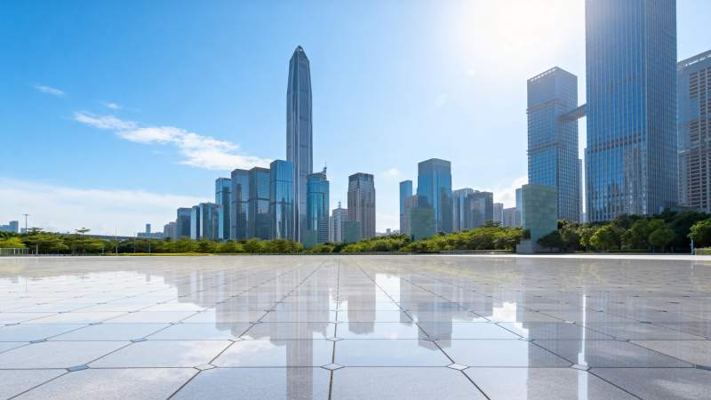 城市天际线倒影图片