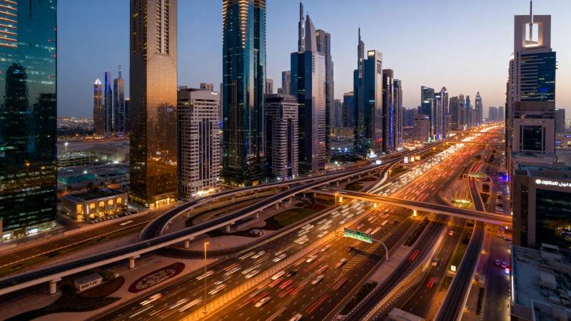 迪拜夜景繁华都市图片