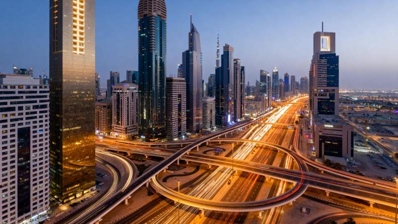 迪拜夜景城市风光图片