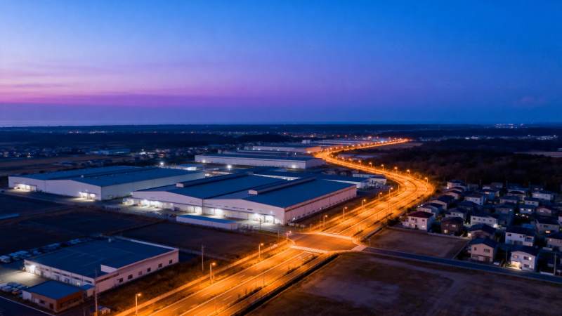 夜幕下的工业区图片