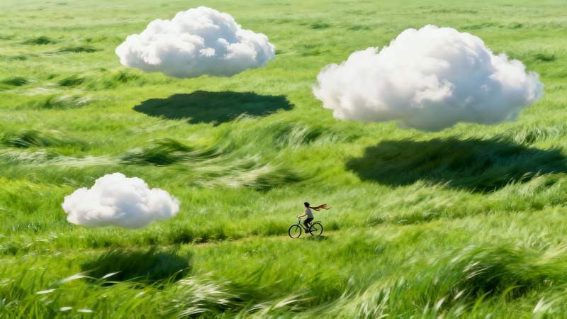 绿野骑行梦图片