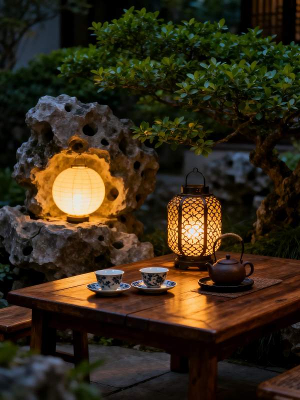 庭院夜茶香图片