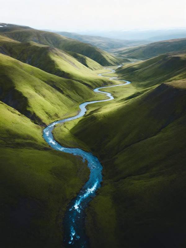 碧水蜿蜒绿谷间图片