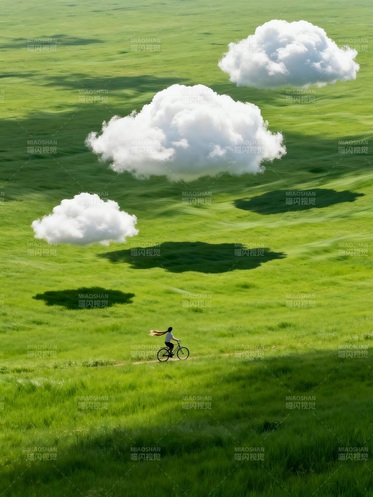 云影下的骑行图片