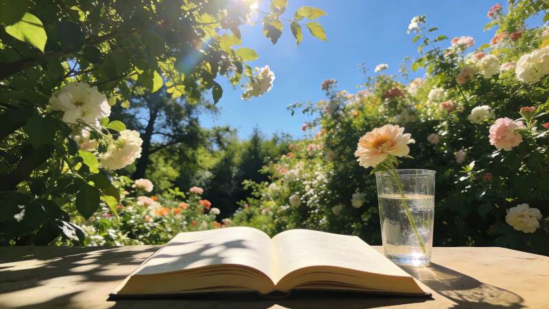 花园读书时光图片